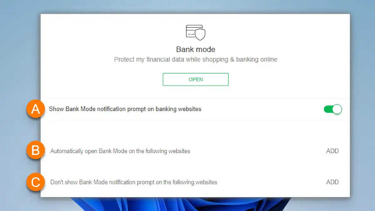Avast Secure Browser - Bank mode - 04
