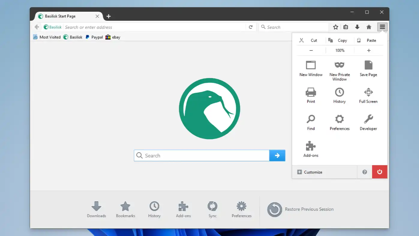 Basilisk 1 Basilisk Browser - The classic Firefox interface - 01